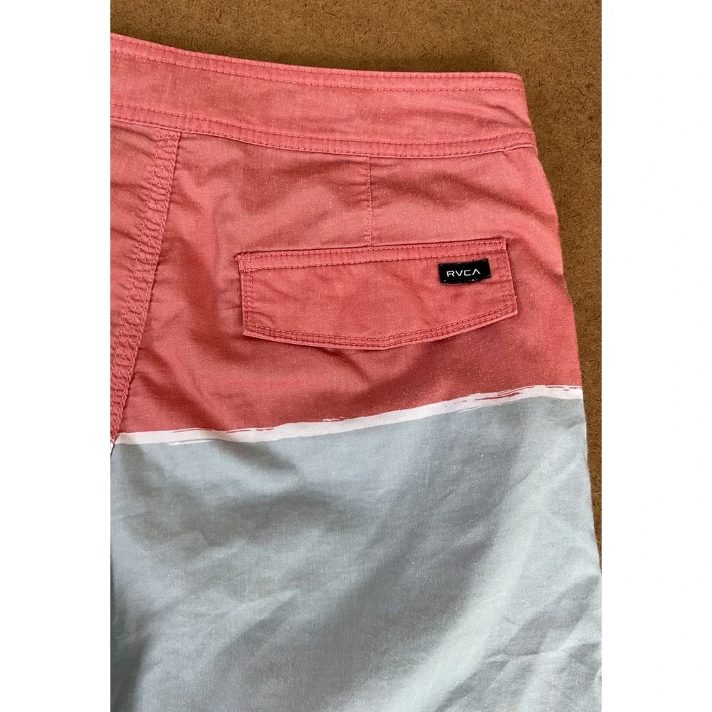 RVCA Boys Board Shorts Size 27 Colorblock Pink Blue Swim Trunks Surf Shorts